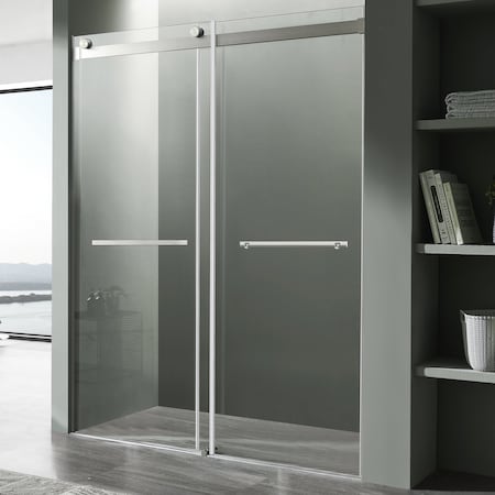 Anzzi Kahn Series 60 in. x 76 in. Frameless Shower Door in Brushed Nickel SD-FRLS05802BN